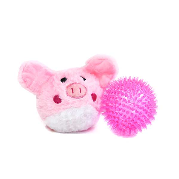 Pricklets Pig Dog Toy With Removable Spiky Ball - Interactive Plush Toy For Small To Medium Dogs