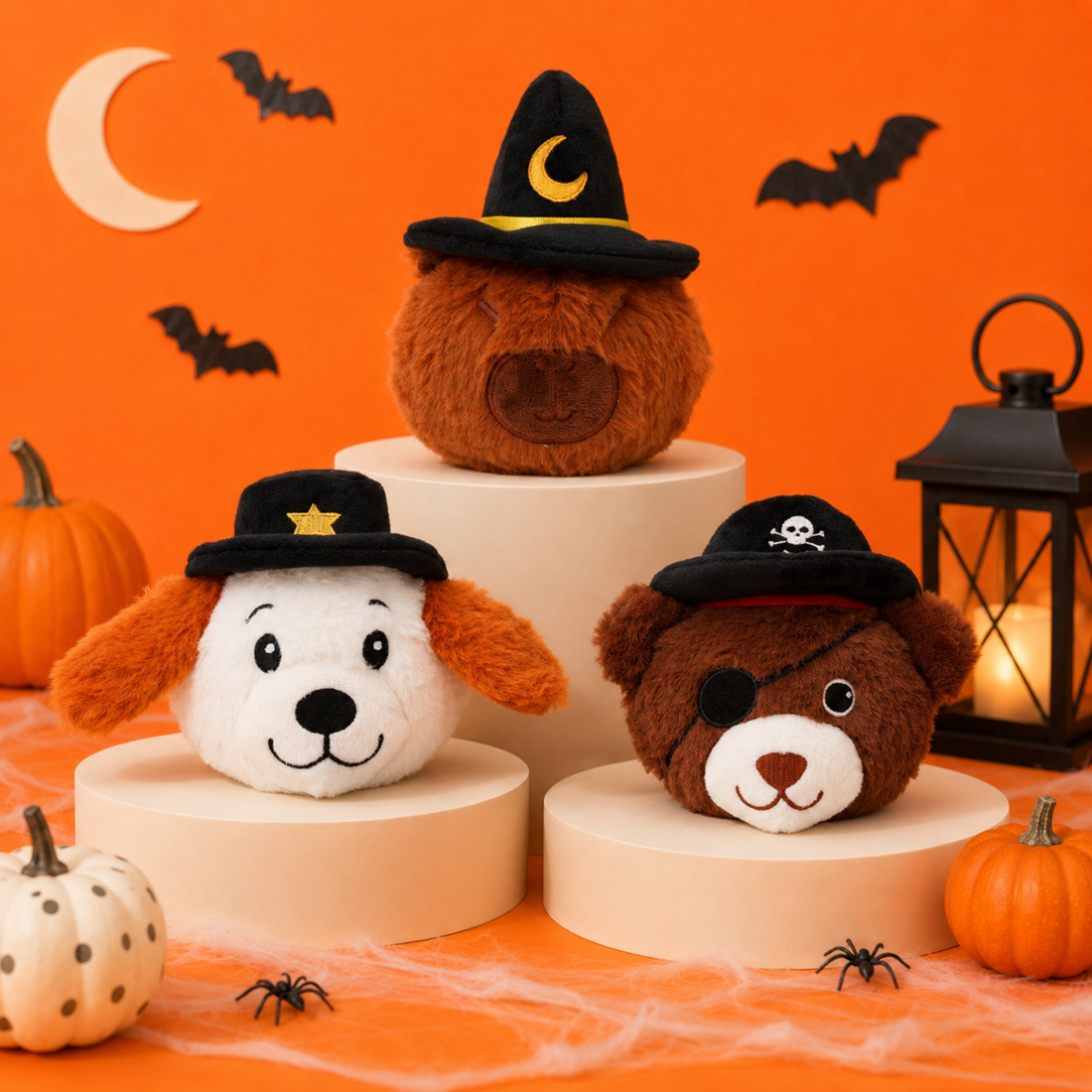 Halloween Pricklet Trio – Cowboy Dog, Pirate Bear &amp; Witch Capybara