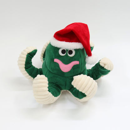 Green Octopus with Santa Hat 15"