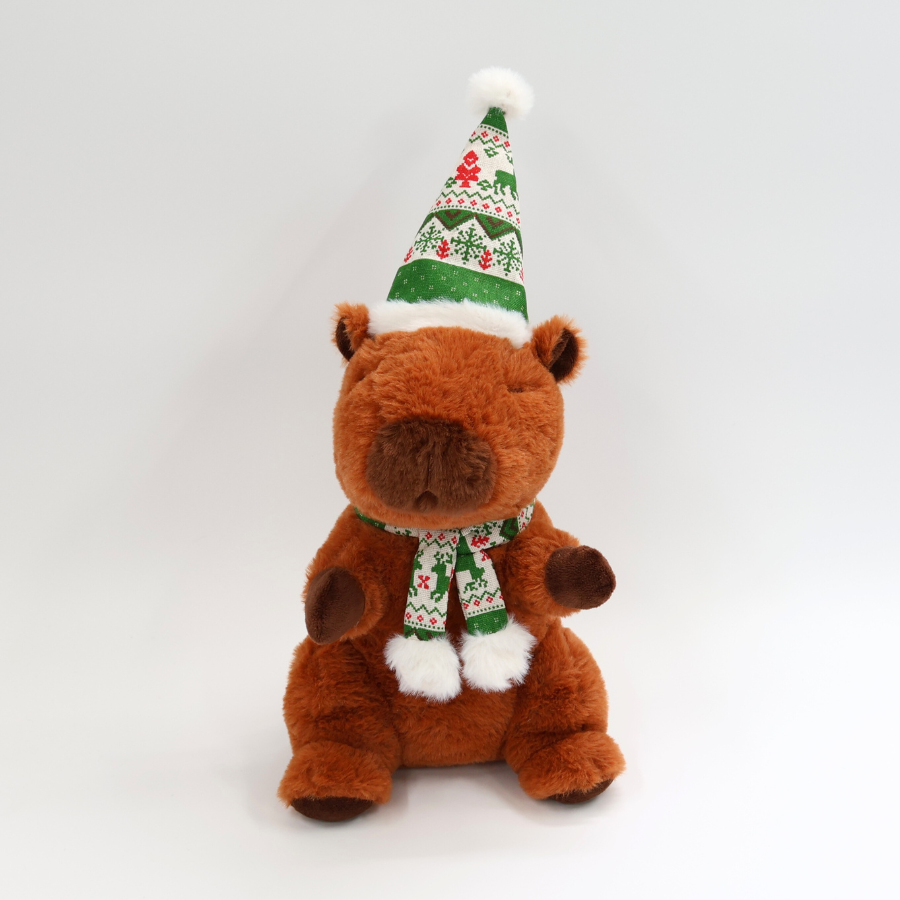 Capybara with Santa Hat 11"