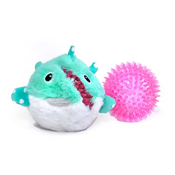 Puffer fish dog toy deals