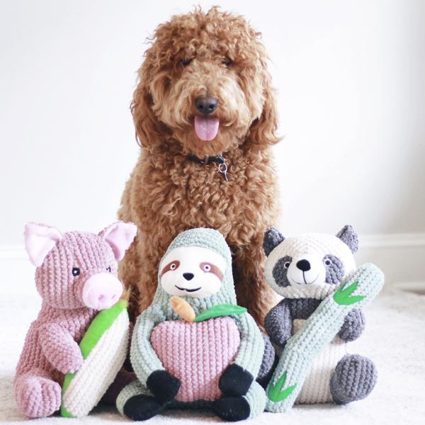 Interactive dog toys sydney the sloth patchwork pet dog toy goldendoodle dog with toys